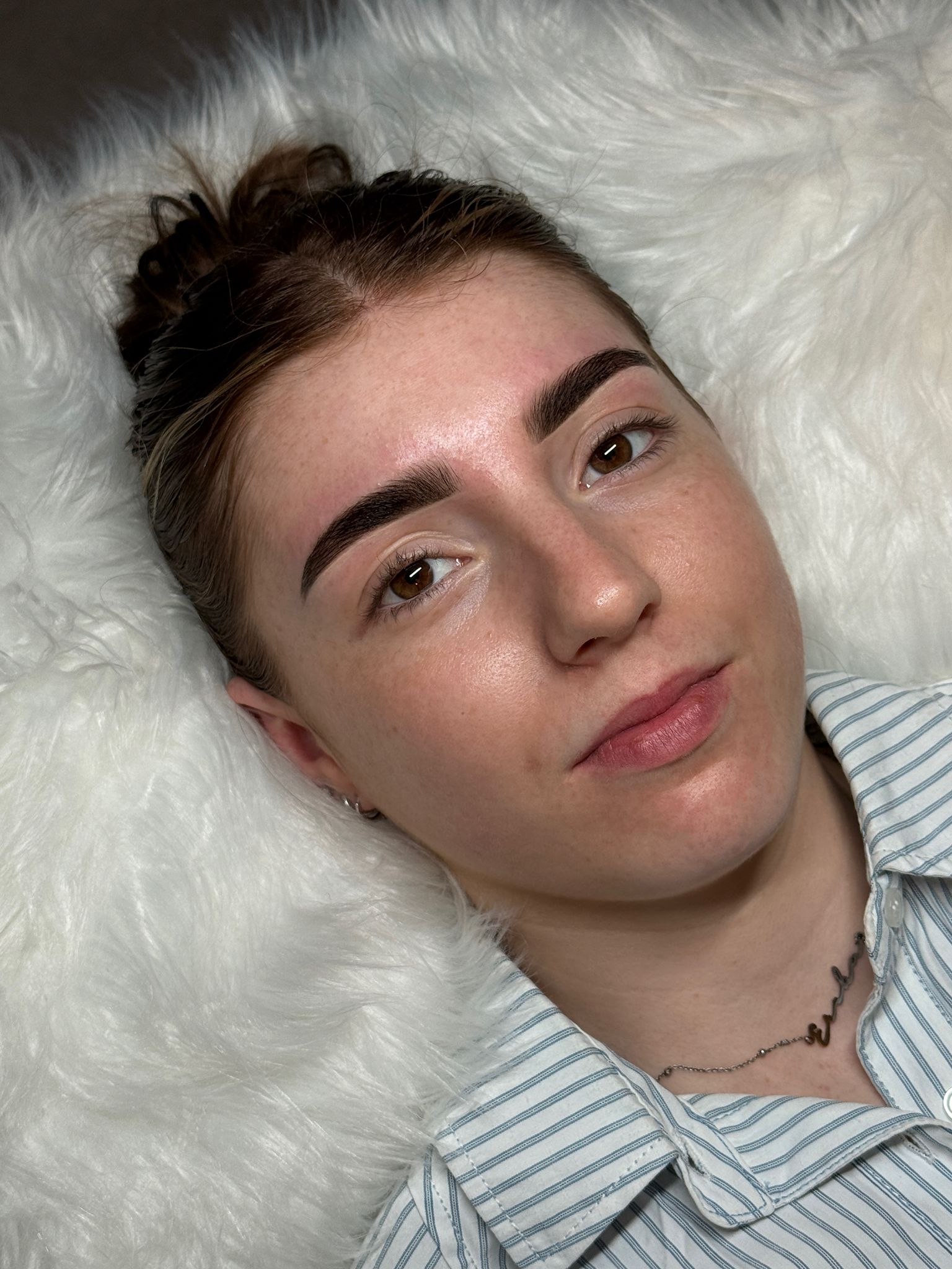 Close-up portrait showing a refined brow result